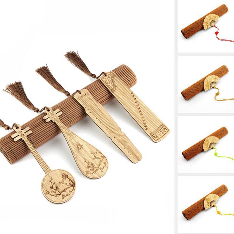 Chinese Style Bass Book Folder Book Clip Bamboo Bookmark Guitar Bookmark Lable - Ruan Pipa Bookmark - Bamboo