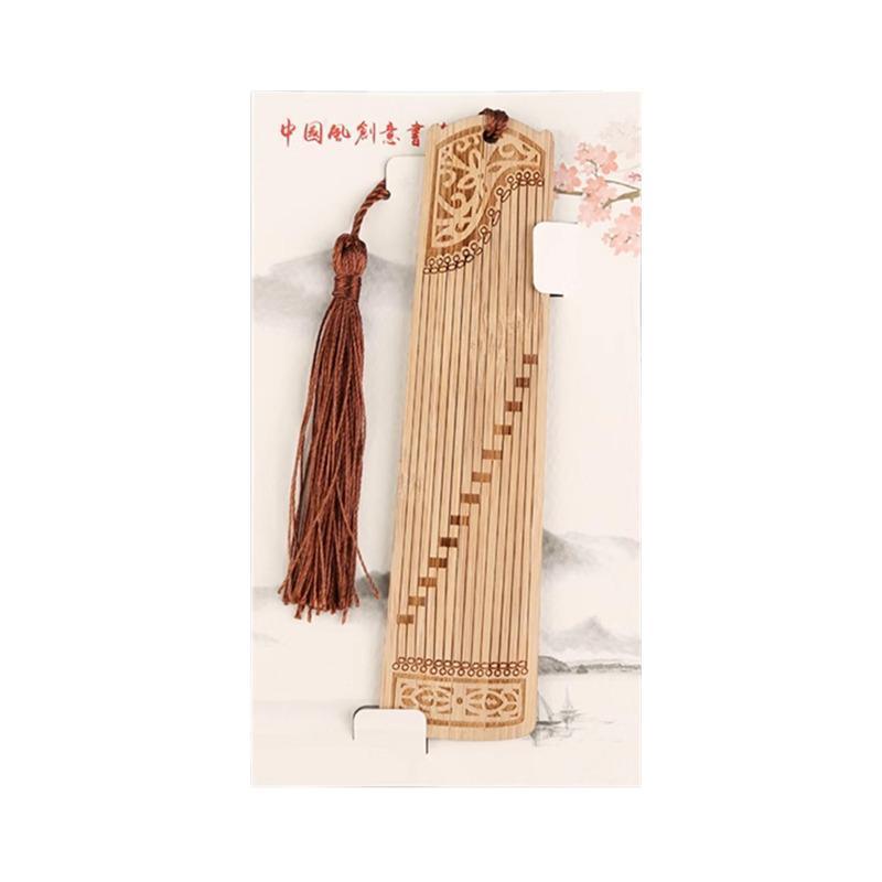 Chinese Style Bass Book Folder Book Clip Bamboo Bookmark Guitar Bookmark Lable - Ruan Pipa Bookmark - Chrysanthemum