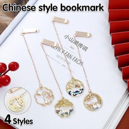 Metal Rabbit Bookmark Tassel Book Pendant Retro Clip School Office Supplies Gift - Cat