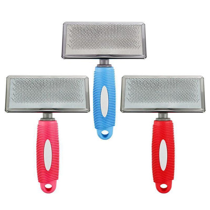 M Size Hair Shedding Grooming Trimmer Comb Brush Slicker Undercoat Rake for Dog Cat - Red