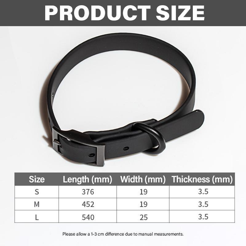 PVC Dog Collar Working Dog Kennels Waterproof Soft Adjustable for Pets M Size - Black