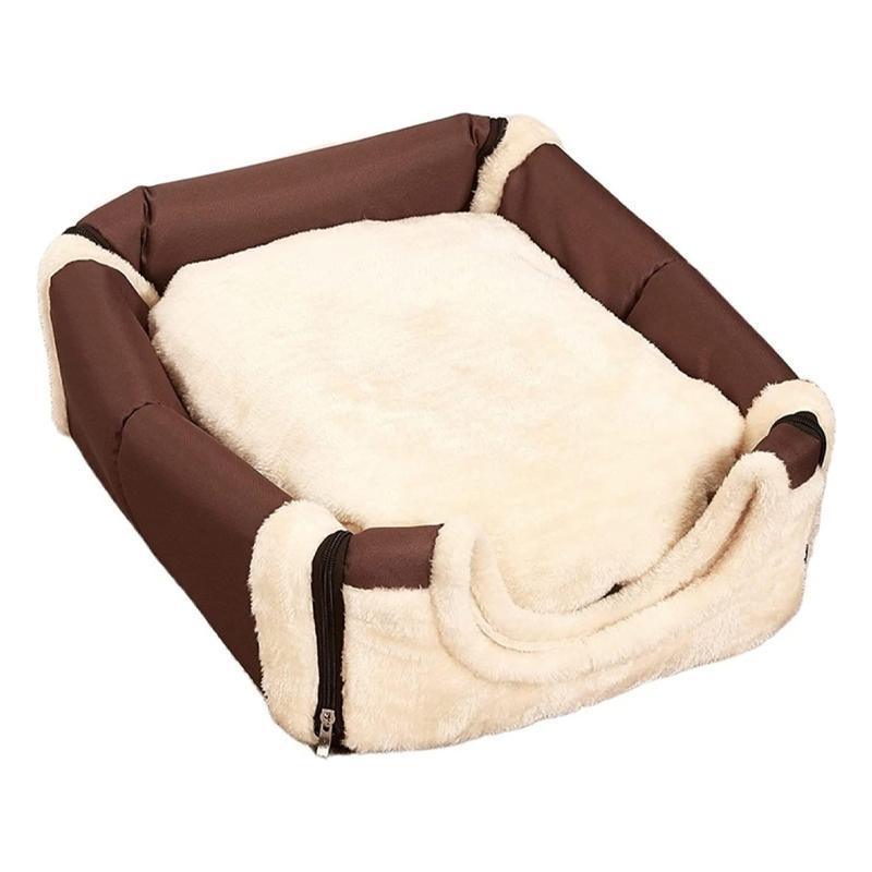S Size Pet House Kennel Soft Igloo Beds Cave Cat Puppy Bed Warm Cushion Fold - Brown