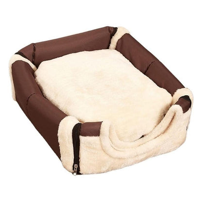L Size Pet House Kennel Soft Igloo Beds Cave Cat Puppy Bed Warm Cushion Fold - Brick