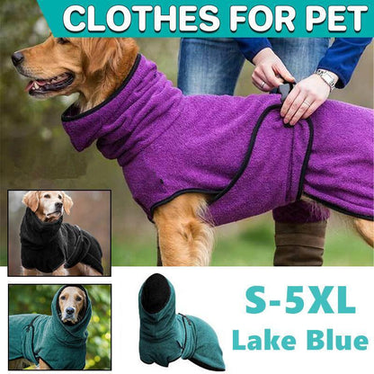 Dog Puppy Hoodies Jacket Solid Coat Pet Winter Soft Warm Clothes S-5XL Lake Blue - 5XL
