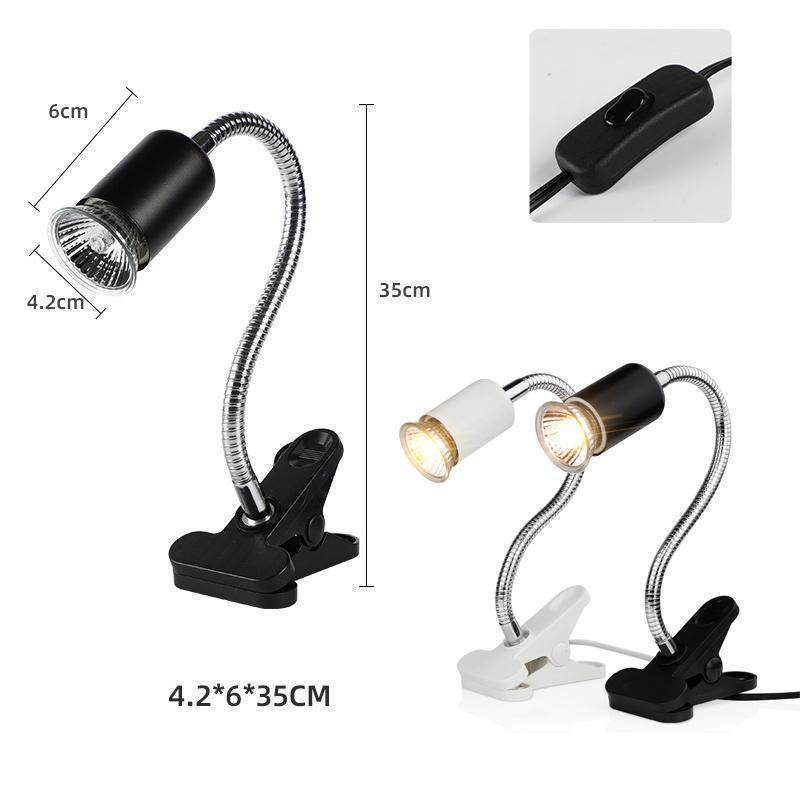 E27 Reptile Heat Lamp UVA UVB Turtle Lizard Heating Light with Clip - 25W Bulb + White Holder