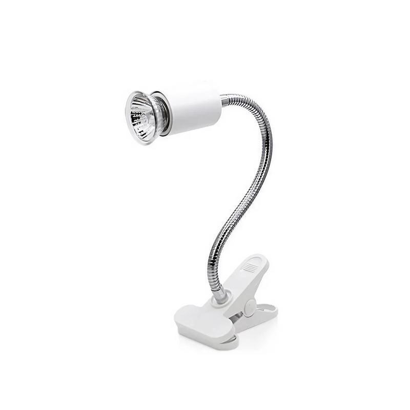 E27 Reptile Heat Lamp UVA UVB Turtle Lizard Heating Light with Clip - 50W Bulb + White Holder