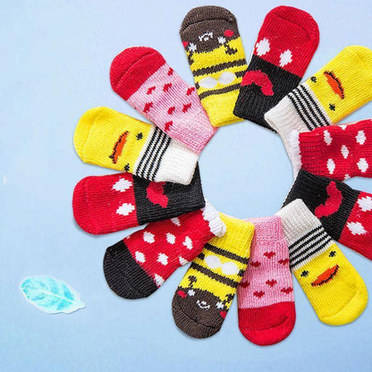 Dog Socks Non-Slip Grip Slip Anti-Slip - Puppy Cat Pet Shoes Slippers S Size - Yellow ducklings