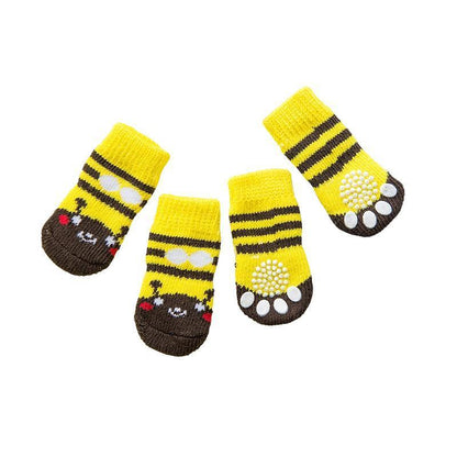 Dog Socks Non-Slip Grip Slip Anti-Slip - Puppy Cat Pet Shoes Slippers S Size - Yellow ducklings