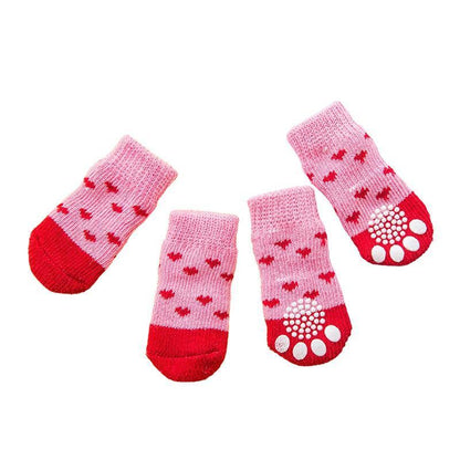 Dog Socks Non-Slip Grip Slip Anti-Slip - Puppy Cat Pet Shoes Slippers M Size - Yellow ducklings