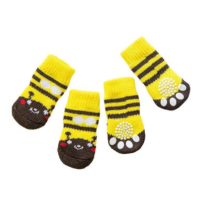 Dog Socks Non-Slip Grip Slip Anti-Slip - Puppy Cat Pet Shoes Slippers M Size - Yellow ducklings