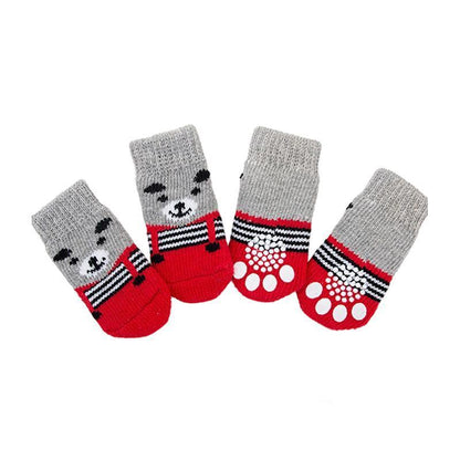 Dog Socks Non-Slip Grip Slip Anti-Slip - Puppy Cat Pet Shoes Slippers S Size - Red Heart