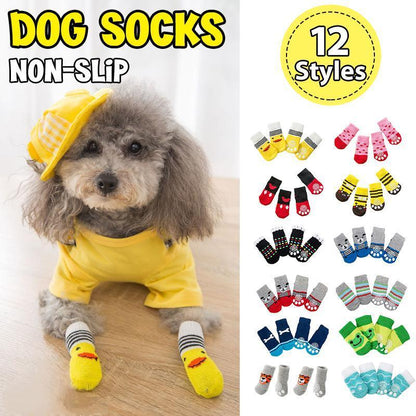 Dog Socks Non-Slip Grip Slip Anti-Slip - Puppy Cat Pet Shoes Slippers S Size - Black colour dots