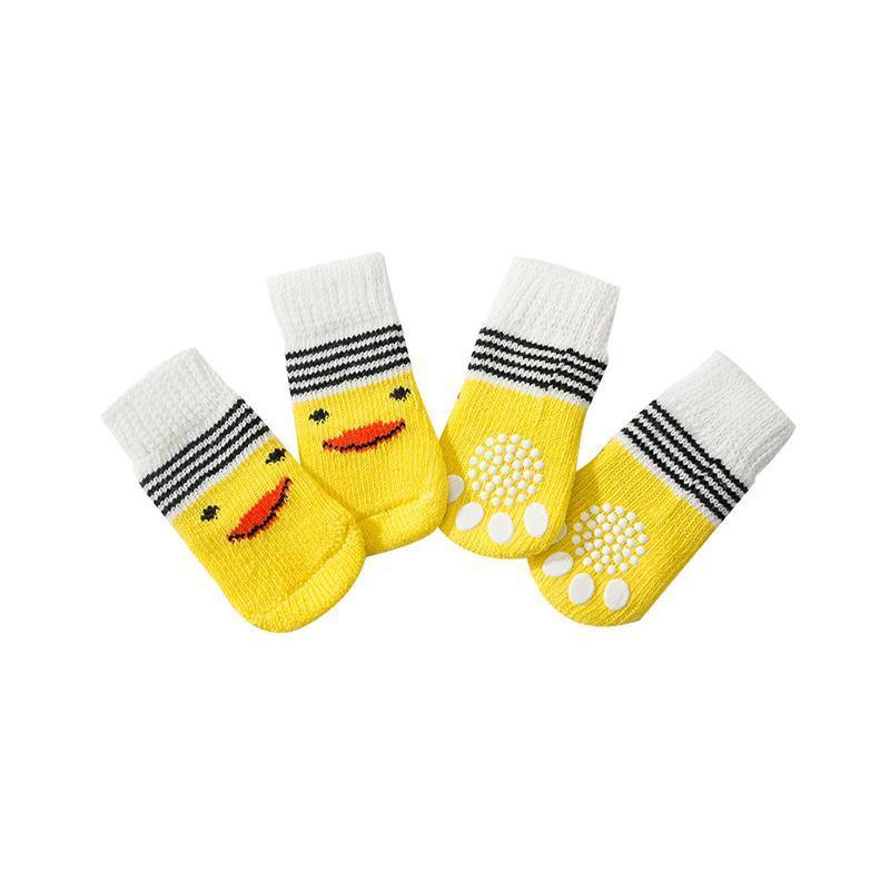 Dog Socks Non-Slip Grip Slip Anti-Slip - Puppy Cat Pet Shoes Slippers S Size - Black colour dots