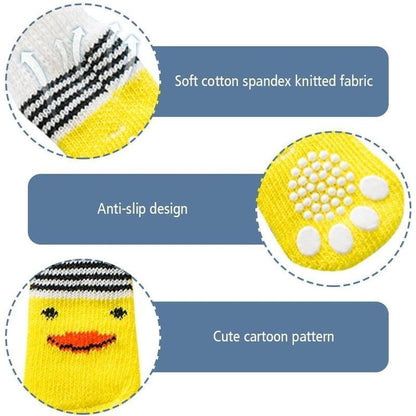 Dog Socks Non-Slip Grip Slip Anti-Slip - Puppy Cat Pet Shoes Slippers M Size - Blue bones