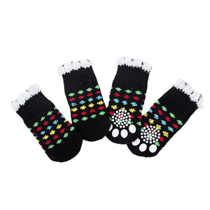Dog Socks Non-Slip Grip Slip Anti-Slip - Puppy Cat Pet Shoes Slippers M Size - Blue bones