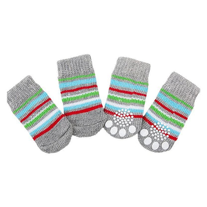 Dog Socks Non-Slip Grip Slip Anti-Slip - Puppy Cat Pet Shoes Slippers M Size - Blue bones