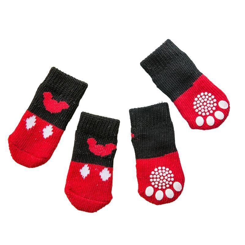 Non Slip Pet Socks for Dogs and Cats Knitted Paw Protector with Grips L Size - Blue bones