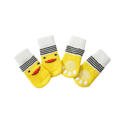 Dog Socks Non-Slip Grip Slip Anti-Slip - Puppy Cat Pet Shoes Slippers S Size - Grey tiger