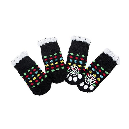 Dog Socks Non-Slip Grip Slip Anti-Slip - Puppy Cat Pet Shoes Slippers S Size - Grey tiger