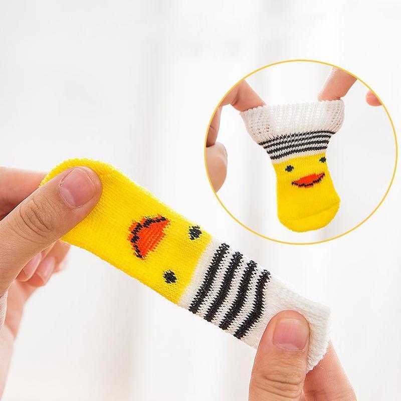 Non Slip Pet Socks for Dogs and Cats Knitted Paw Protector with Grips L Size - Grey tiger