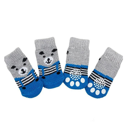 Dog Socks Non-Slip Grip Slip Anti-Slip - Puppy Cat Pet Shoes Slippers M Size - Water green ripples