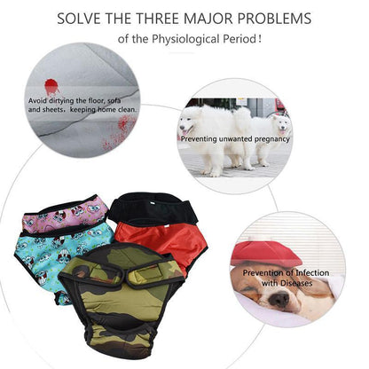 Washable Female Pet Dog Cat Nappy Diaper Physiological Pants Panties Underwear Red - L