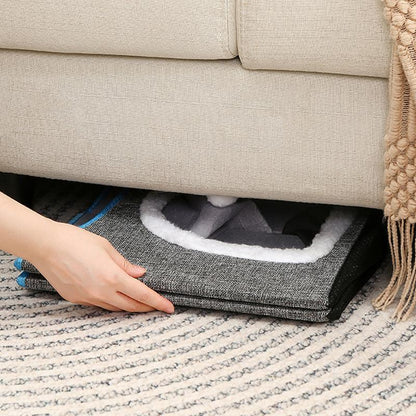 Foldable Pet Cat Calming Bed Hideaway Interactive House Nest Scratching Board - Light Green