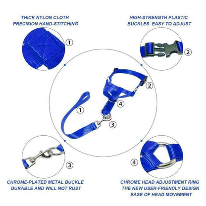Pink Dog Training Head Collar Halter Stop Pulling Training Tool Harness Strap Leader - L
