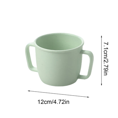 4PCS Bamboo Fiber Milk Drinking Cups with Handle Eco Friendly Small Grip Cups