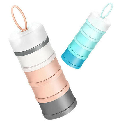 4-Layer Milk Powder Dispenser Bottle Container Food Storage Box Portable Stackable - Blue