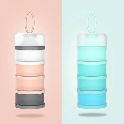 4-Layer Milk Powder Dispenser Bottle Container Food Storage Box Portable Stackable - Pink