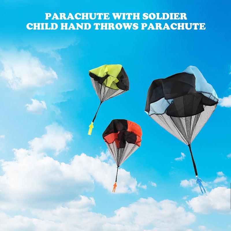 Hand Throwing Mini Soldier Parachute Funny Toy Outdoor Game Play Educational - Blue