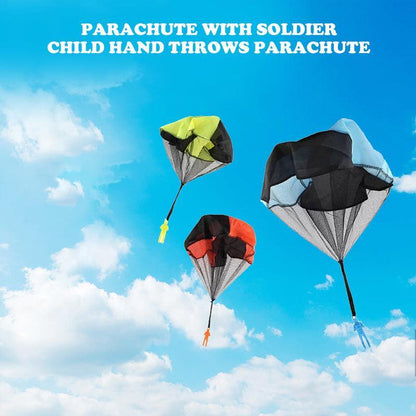 Hand Throwing Mini Soldier Parachute Funny Toy Outdoor Game Play Educational - Blue
