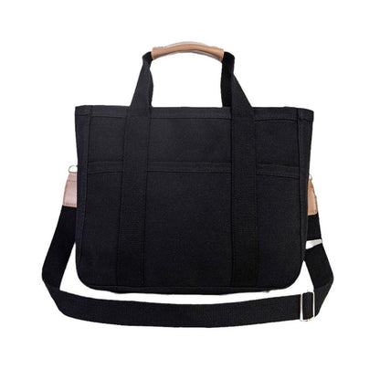 Stylish Multifunctional Mummy Bag Canvas Shoulder Crossbody Handheld Tote Bag - Black