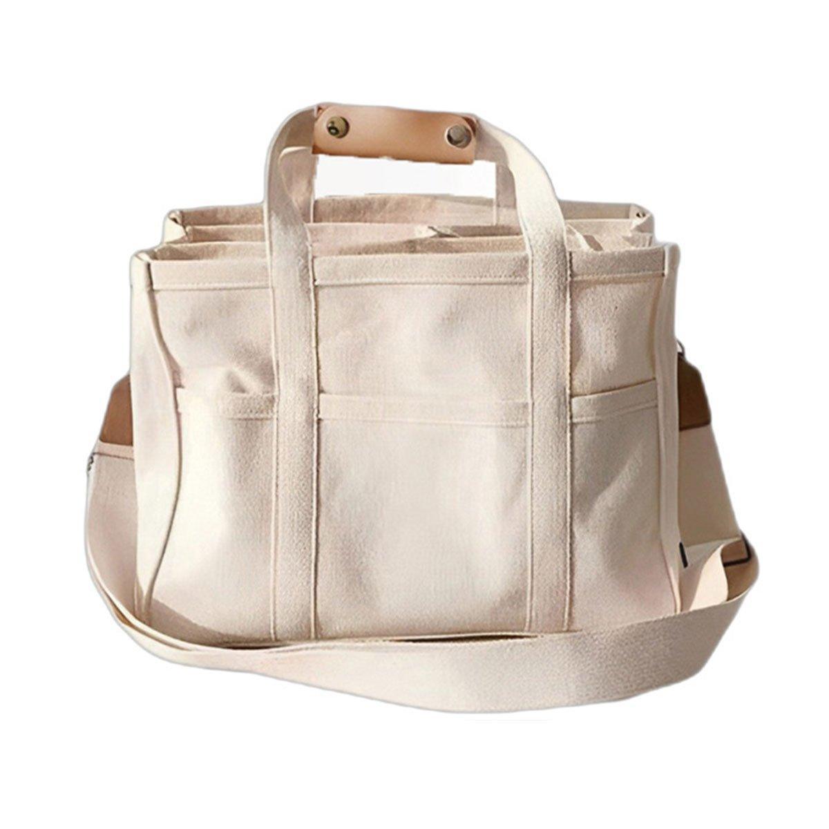 Stylish Multifunctional Mummy Bag Canvas Shoulder Crossbody Handheld Tote Bag - Black