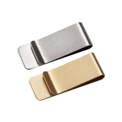 Clip Note Business Card Holder Stainless Steel Mens Wallet Metal - Silver