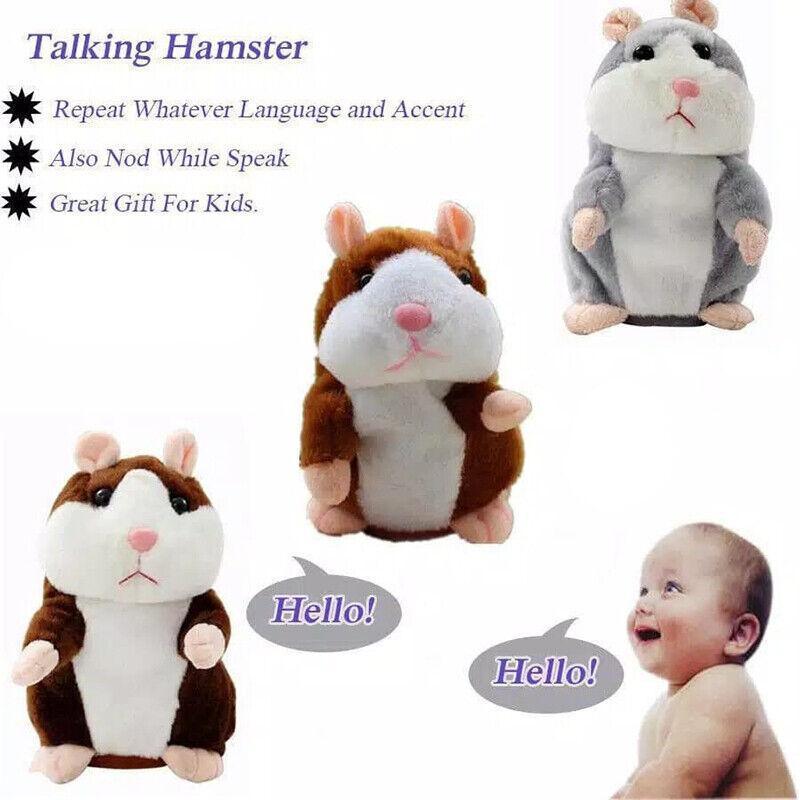 Plush Talking Hamster Toy with Voice Mimicry Nod Action Xmas Gift for Pet Lovers - Dark Brown