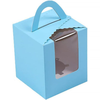 50 Pack Premium Cupcake Boxes with Window Thickened Cardboard Muffin Holders - Pink
