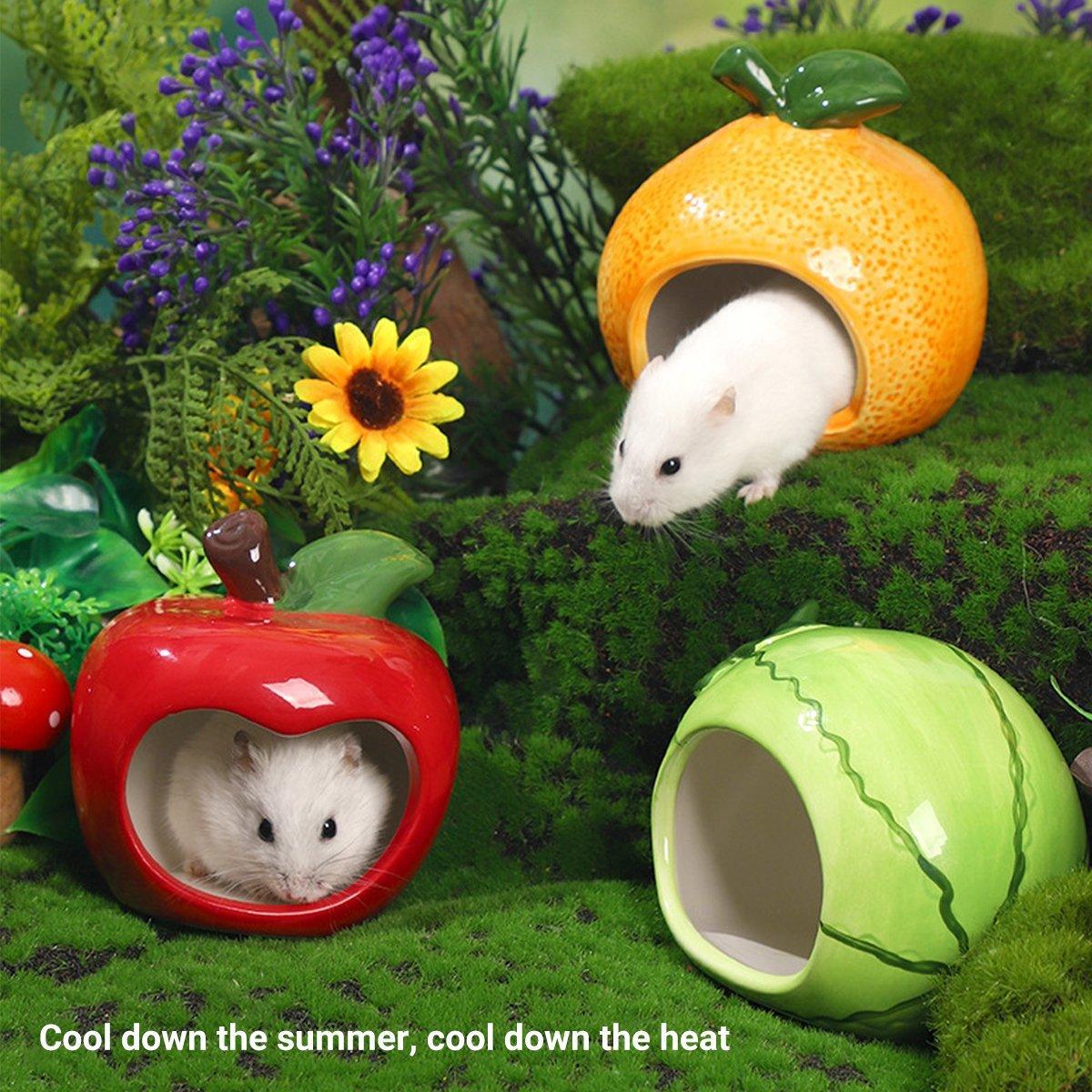 Ceramic Hamster Nest Shelter Landscaping Supplies Small Animal Hideout House - Apple