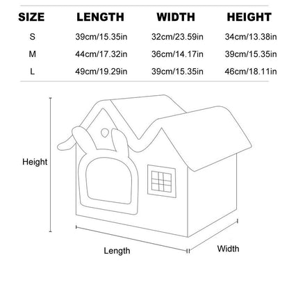 Removable Washable Pet House Four Seasons Cat Enclosed House - Grey-L