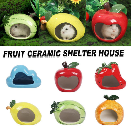 Ceramic Hamster Nest Shelter Landscaping Supplies Small Animal Hideout House - Orange