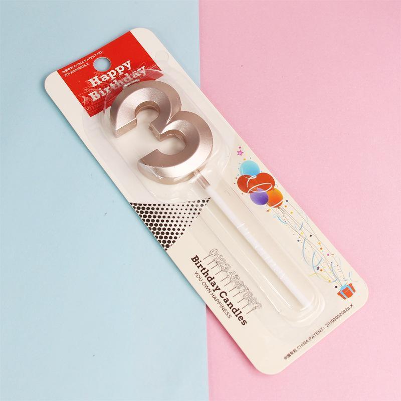 Classic Number Candles Individually Packed With Stand Birthday Make Up Ur Number Rose Gold - Number 9