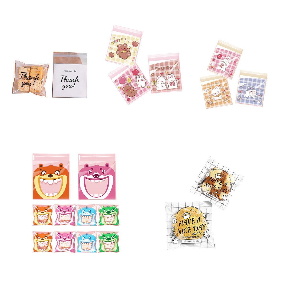 500 Pack Self Adhesive Cookie Packaging Bags Vibrant Designs OPP Material - Have a nice day 10*10*3cm