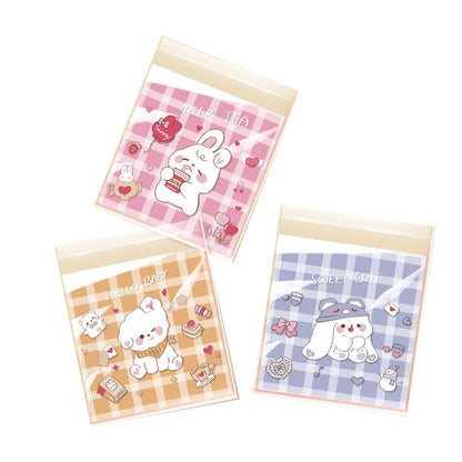 500 Pack Self Adhesive Cookie Packaging Bags Vibrant Designs OPP Material - Cute 10*10*3cm