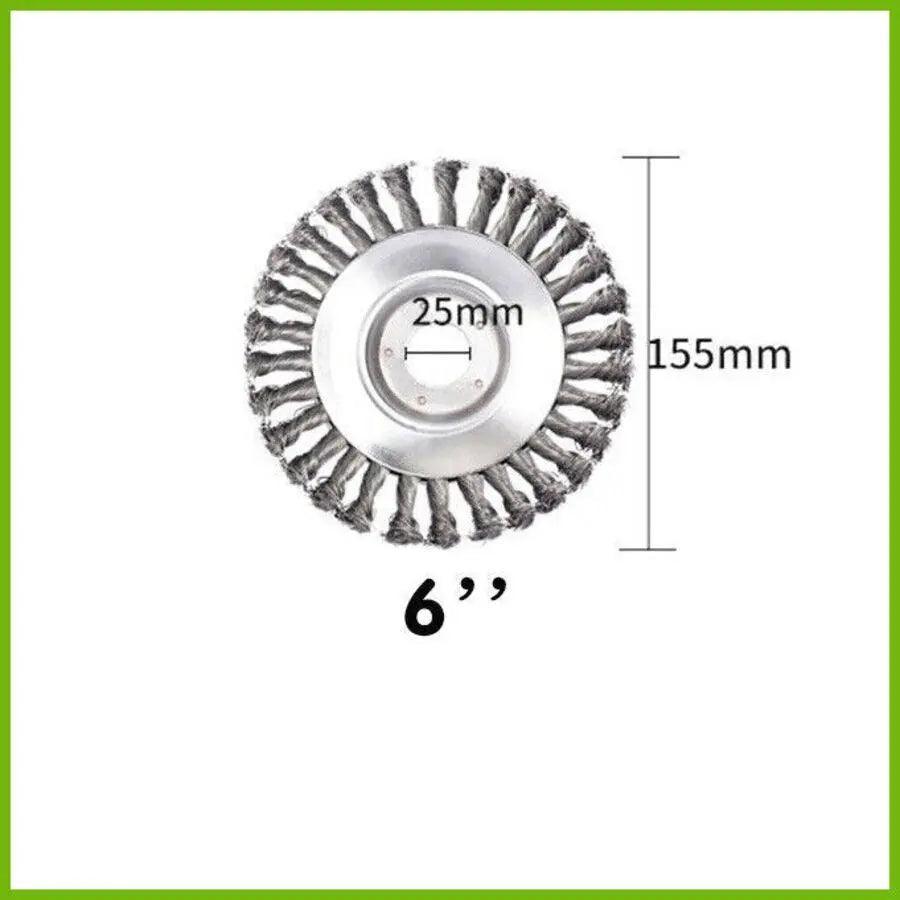 6/8inch Weed Brush Steel Wire Trimmer Wheel Garden Lawnmower Head Tool Grass Cutter - 6''