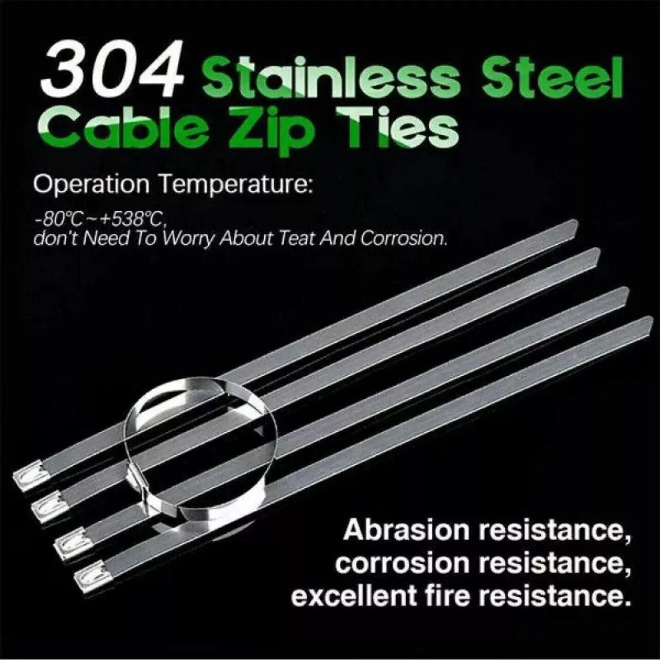 20X Stainless Steel Cable Ties S304 Marine Grade Zip Strap Locking Wrap 100-800Mm - 7.9*600mm