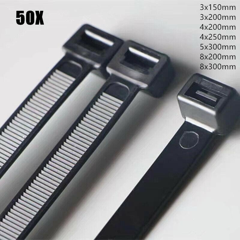 50X Cable Ties Zip Ties Nylon Uv Stabilised Black Cable Tie - 10*750mm White
