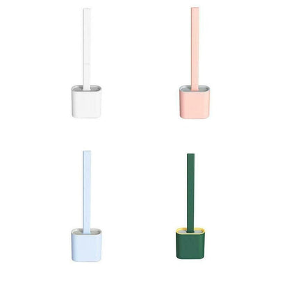 TPR Toilet Brush Set Silicone-Like Head with Holder Wall Mounted Detachable Handle - Green * 1 Unit