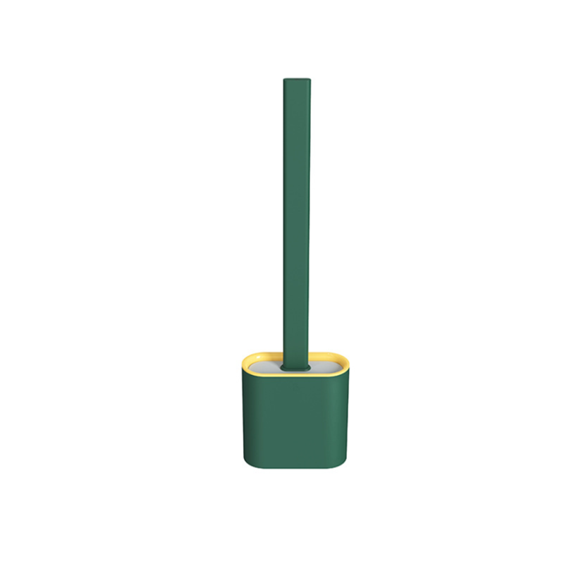 TPR Toilet Brush Set Silicone-Like Head with Holder Wall Mounted Detachable Handle - Green * 1 Unit