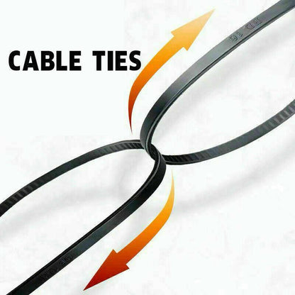 250X Cable Ties Zip Ties Nylon UV Stabilised Black Cable Tie - 7.2*300mm